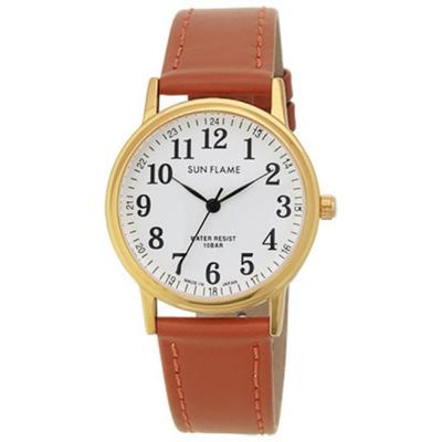 J-AXIS Men's MJG-X06-BR (SUNFLAME Quartz Men's Sun Flame) Round Watch Brown Alloy Analog