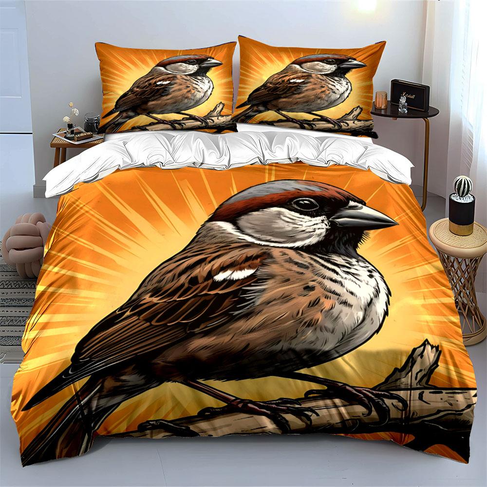 Sparrow perched on branch. Bedding sets Duvet cover sets Duvet covers Pillowcases(1 * Duvet Cover 2 * Pillowcases without duvet insert)