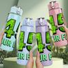 1PC 45 Four Five Bold Number Print 750ml Color Plastic Sports Water Bottle Leakproof Flip Straw Lid Suitable for Sports Office Home Use