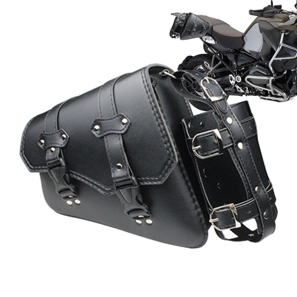 Motorcycle Side Saddlebags Side Bag Saddle Storage For Motorbike Waterproof Leather Motorcycle Side Tool Bag With Bottle Holder