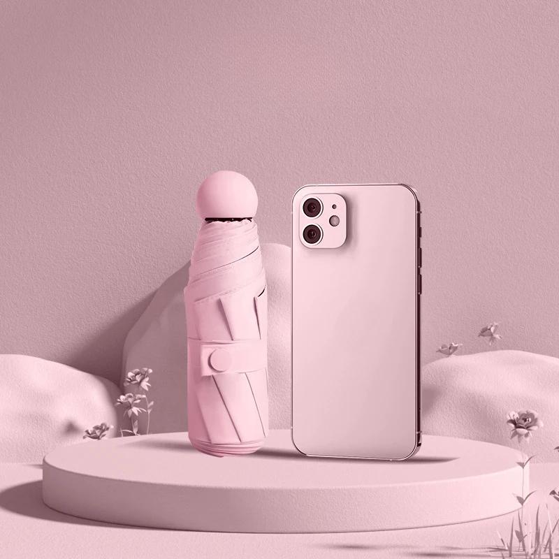 Outdoor Folding Five Fold Umbrella, Weather Resistant Mini Sun Protection Umbrella, Portable Pocket Umbrella