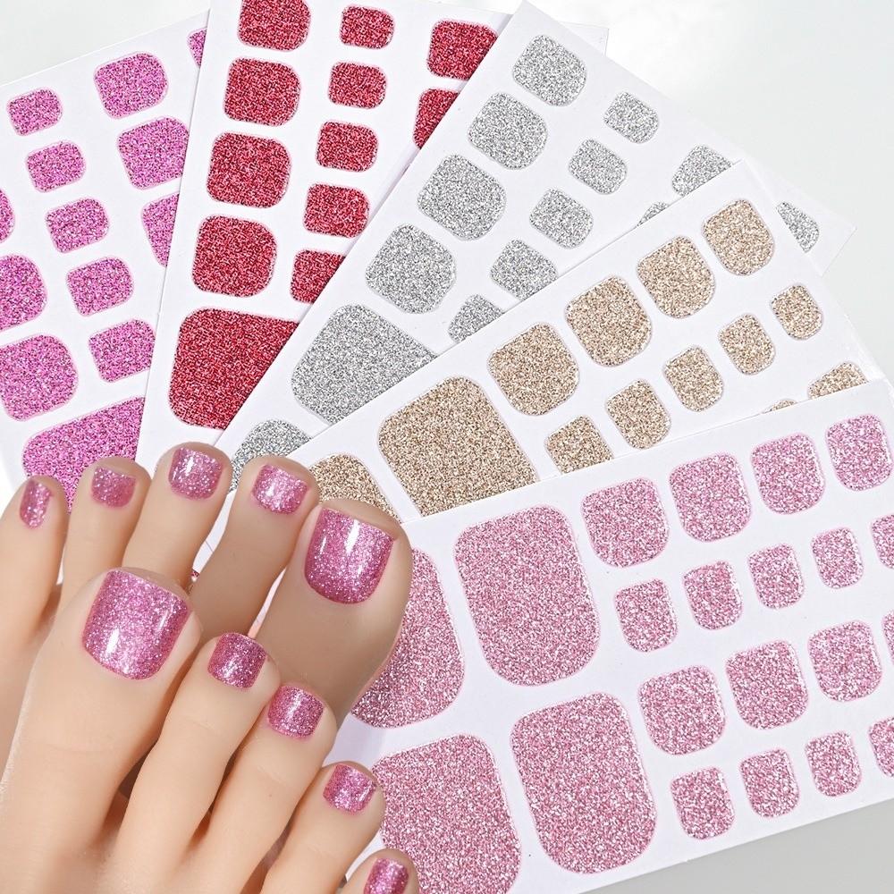 22tips/Sheet Solid Color Shimmer Finish Full Cover Nail Wraps Home DIY Nail Makeover