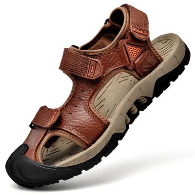 Summer Men Sandals Genuine Leather Mens Casual Shoes Outdoor Men Leather Sandals for Men Beach Shoes Roman Mens Shoes