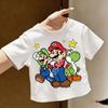 Super Marios Tshirt for Children Cartoon Anime Clothes Round Collar Clothing Short Sleeve Kid Summer Tee Top