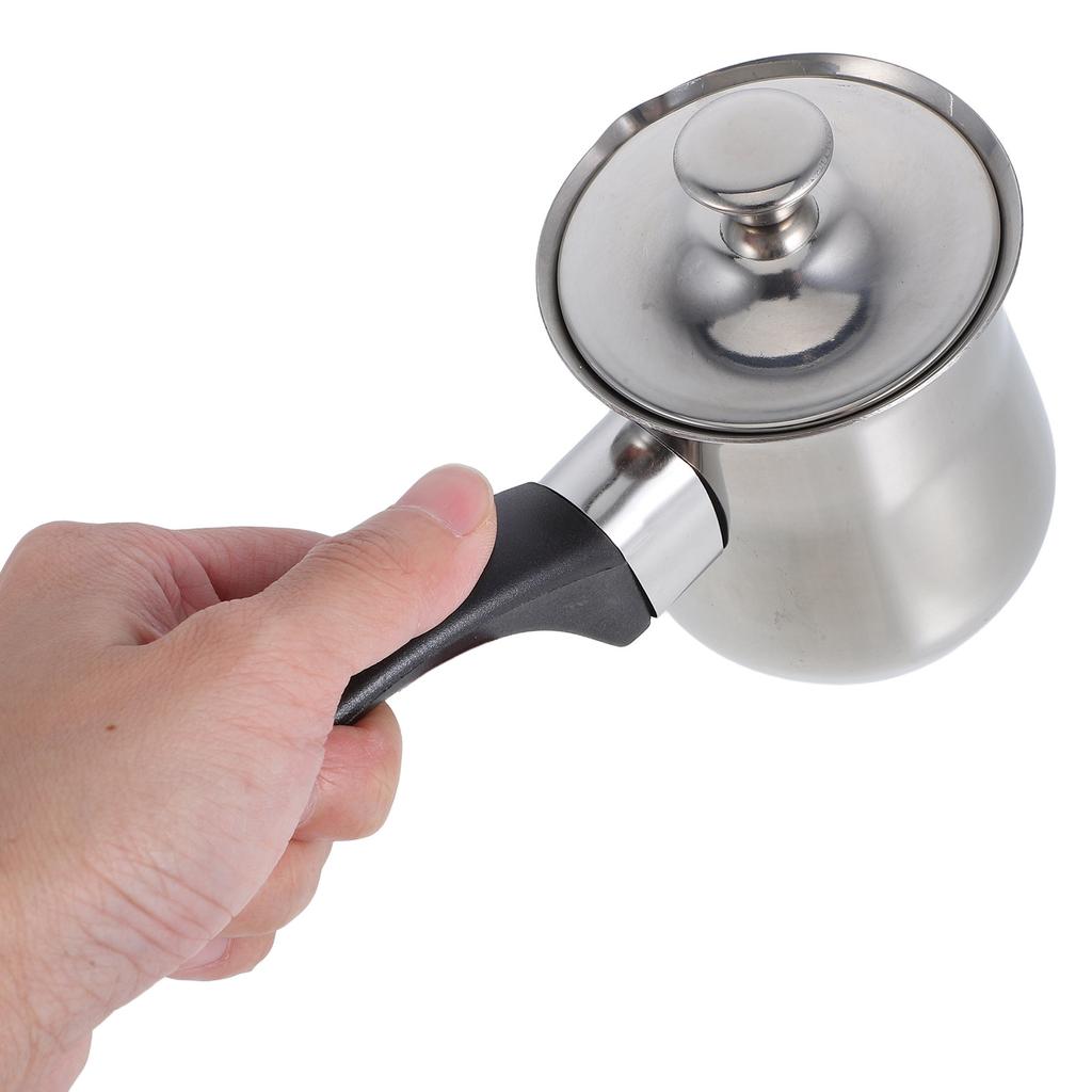 Turkish Coffee Pot Stainless Steel 180Ml with Comfort Grip Handle Milk Warmer Pot Small Sauce Pan Stovetop Coffee Maker