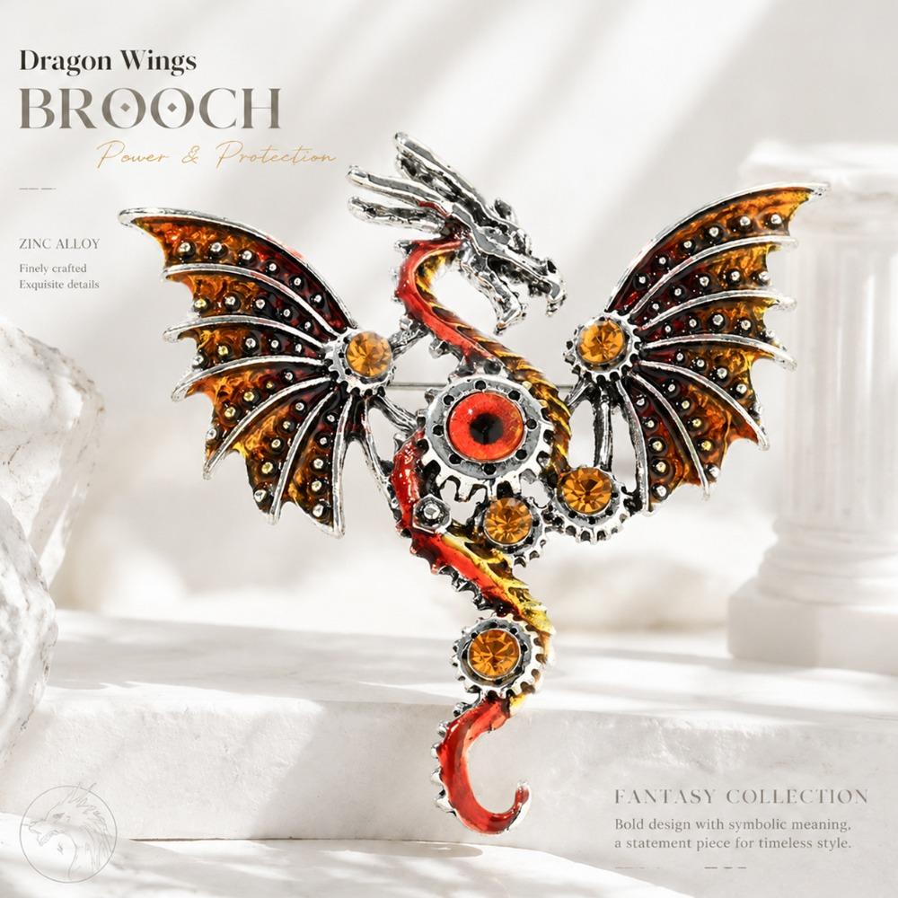 Shiny Rhinestone Enamel Brooch Colorful Enamel Dragon Brooch Shiny Rhinestone Brooch  Daily Wear
