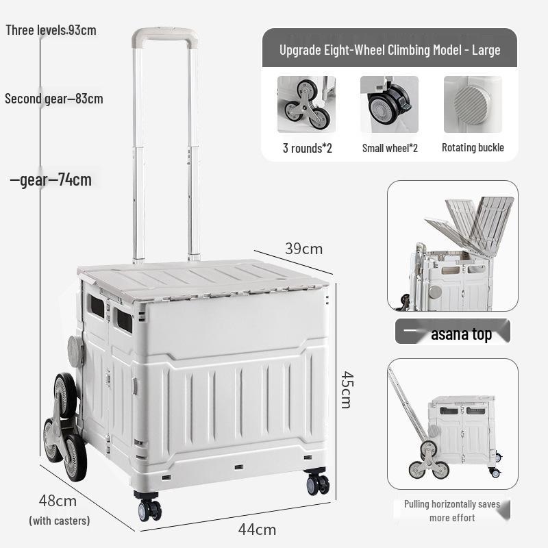 Portable Stair-Climbing Trolley: Folding Cart for Groceries, Camping, and Outdoor Use