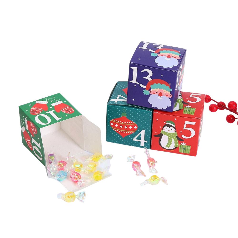 48pcs Christmas Advent Calendar Box Paper Boxes Countdown Gift Wrapping Candy Surprise Packaging for Xmas Treat