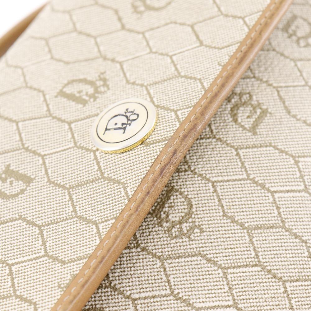 Dior Honeycomb Pattern Shoulder Bag vintage beige PVC Women Used