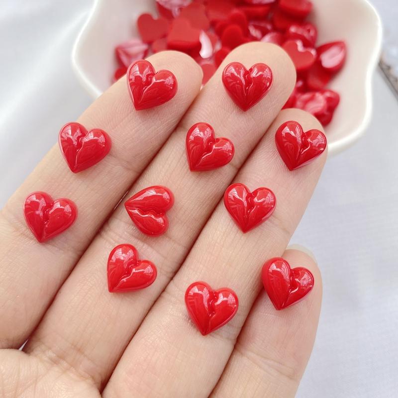 50Pcs New Cute Resin 8mm Mini Heart-shaped Series Flat Back Manicure Parts Embellishments For Hair Bows Accessories
