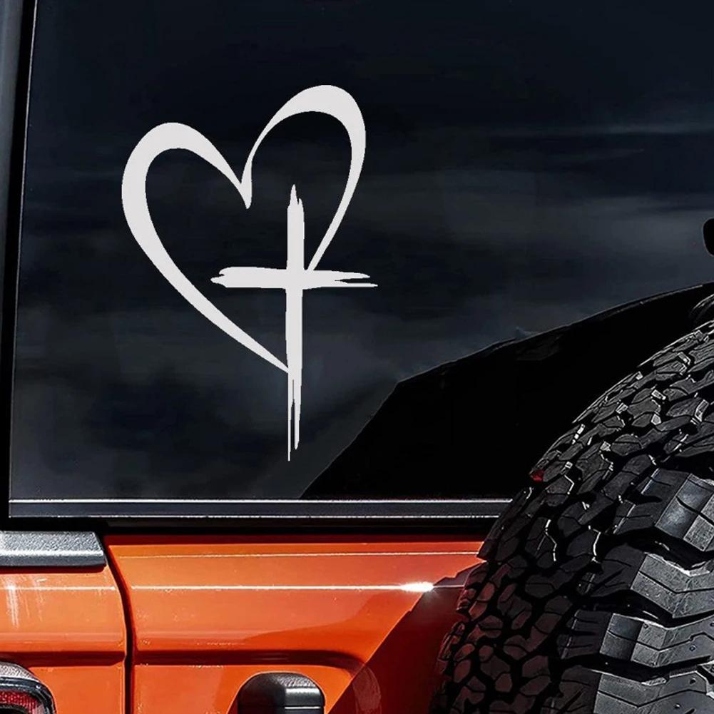 1PC Love Heart Cross Car Stickers Waterproof for DIY Auto Rear Window Body Bumper Trunk Vinyl Decals Funny Vehicle Decoration