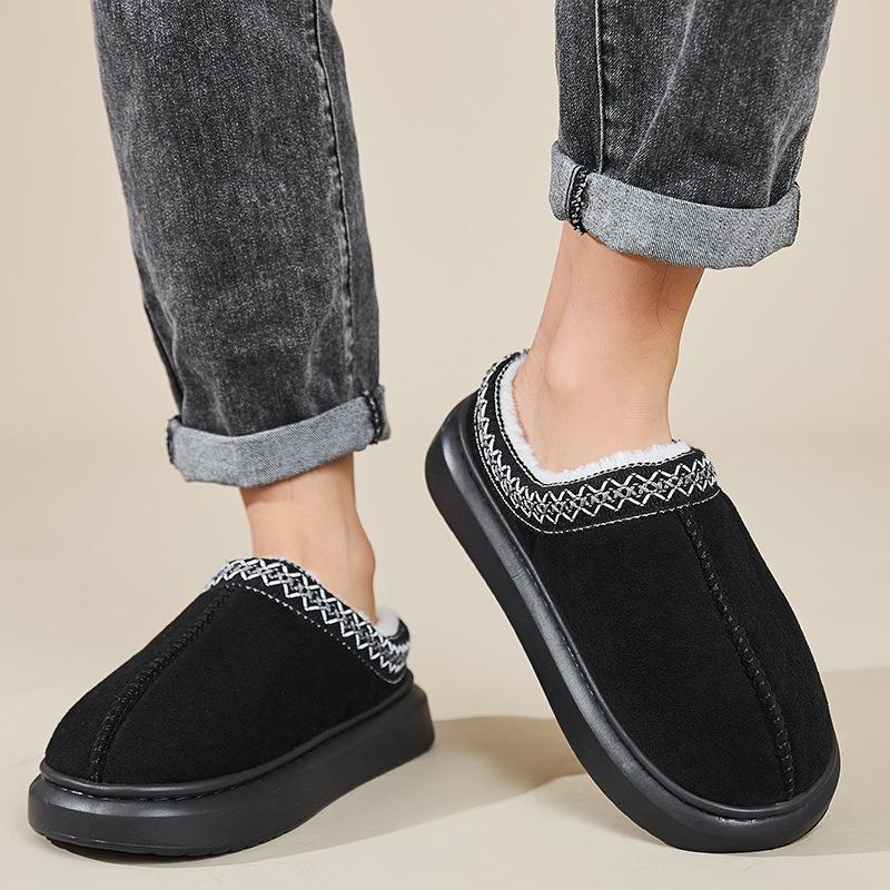 Cross-border Foreign Trade Wholesale Slippers Women's Autumn and Winter Ethnic Wind Cotton Drag Home Couple Warm Thick-bottomed Cotton Slippers