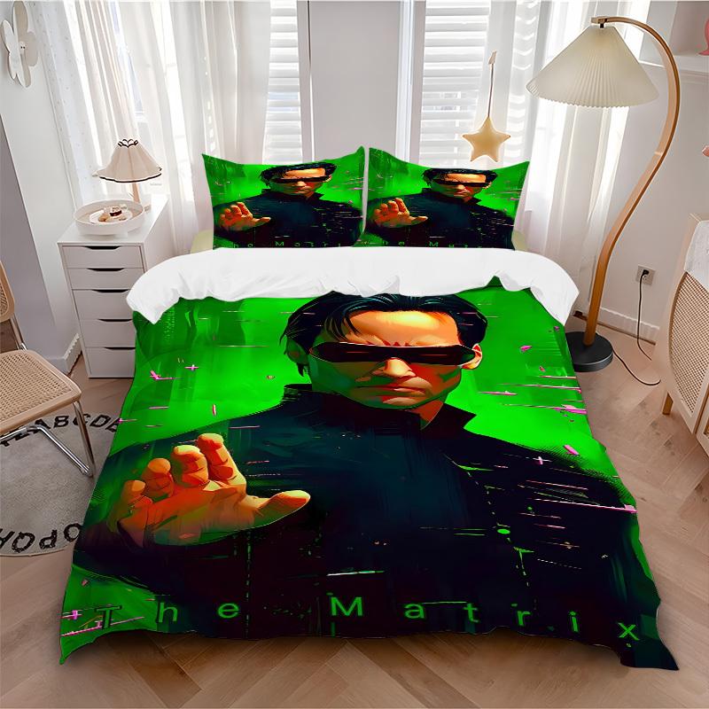 

3pcs The Matrix Neo Bedding Set, Soft Polyester Duvet Cover and Pillowcases Machine Washable Seasons all suitable 26 135x200cm