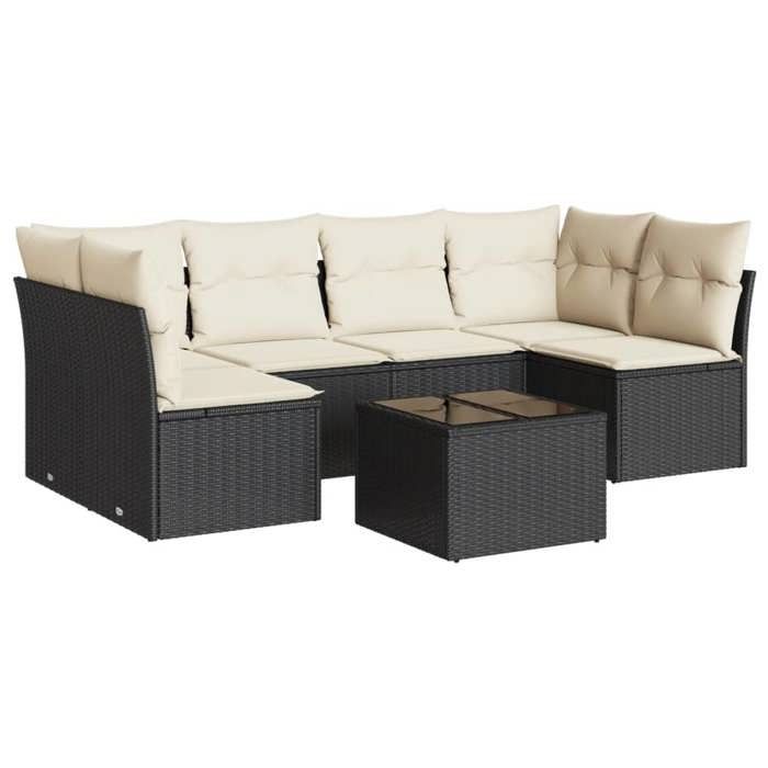 VidaXL Garden Lounge Set 7 Pcs with Cushions Black Wicker 3249235