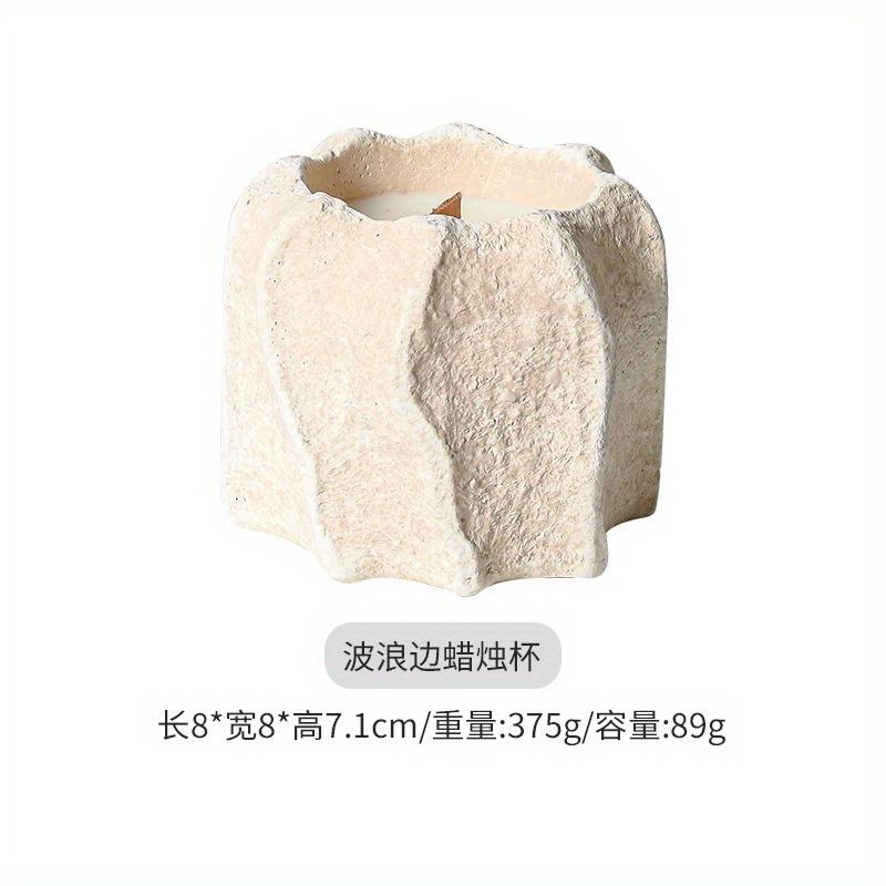 1Pc Light Luxury Simple Vertical Wave Cement Household Aromatherapy Candle Cup Empty Cup Candlestick Ornament