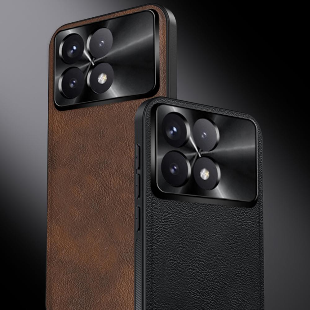 For Xiaomi Redmi K70 5G/Poco F6 Pro 5G Case PU+TPU+PC Phone Back Cover with Metal Lens Frame