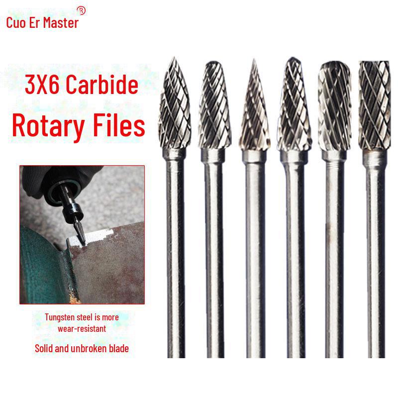 3mmX6 Tungsten Steel Carbide Rotary File for Electric Grinding - Small Metal Grinding Head