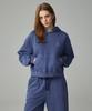 Kitty Pottery Pigment Authentic Embroidered Crop Hoodie Navy