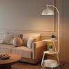 Antique-Style Floor Lamp with Shelf: Retro Bedside Table for Living Room or Bedroom.