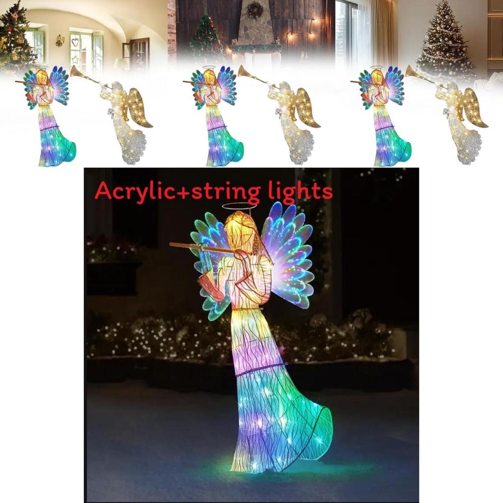 Angel Tree Topper With Illuminated Star For Holiday Festivities
