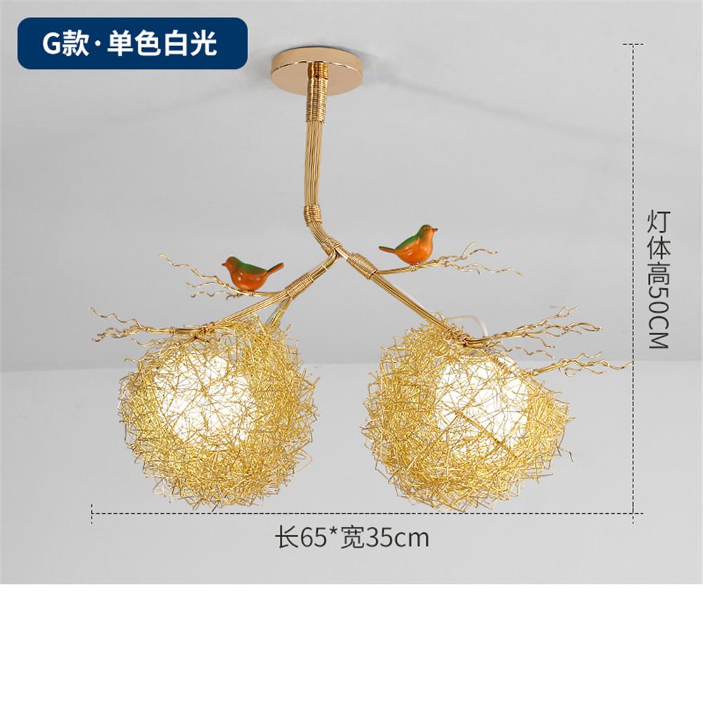Nordic Cottagecore Gold Bird'S Nest Led Chandeliers For Living Room Bar Dining Table Loft Decoration Hanging Lighting Fixtures