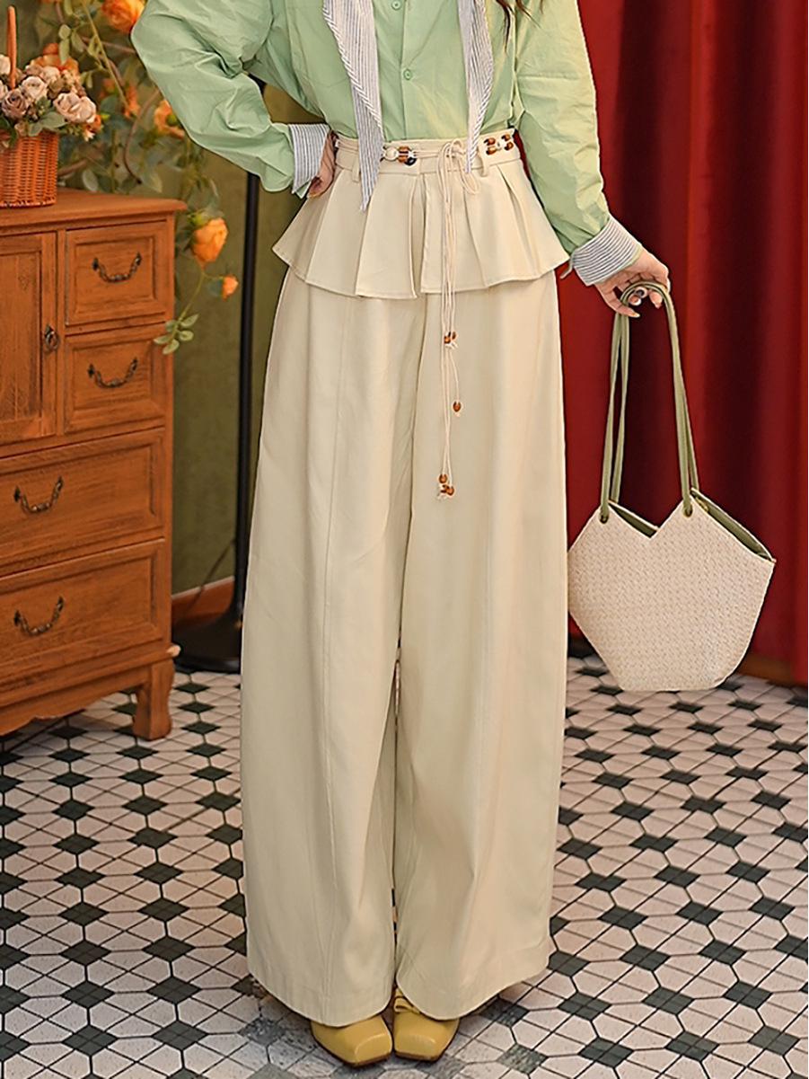 DaYuanSAD Zhang Jiayuan Women s Patchwork Wide-Leg Spring Pants #K10384 S абрикосовый