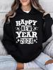 1pc Of Plus-size Women'S Clothing, Featuring 2026 New Year Theme Text And Pattern Prints, With A Hood, Loose Fit, Made Of Soft And