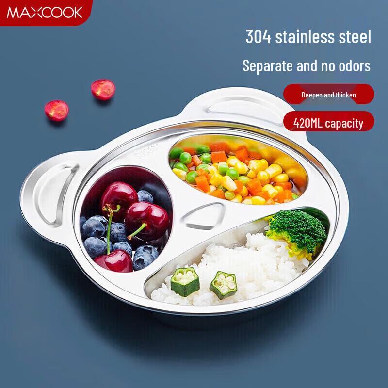 MAXCOOK 304 Stainless Steel 3-Compartment Meal Plate