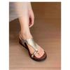 Fashion French Minor Metal Buckle Toe Sandals Women's Soft Sole Comfortable Roman Shoes