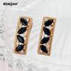 SIMJOO Rose Gold Color Simple Stylish Zircon Earrings for Women
