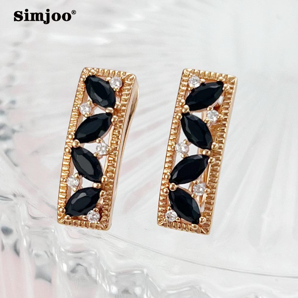 SIMJOO Rose Gold Color Simple Stylish Zircon Earrings for Women