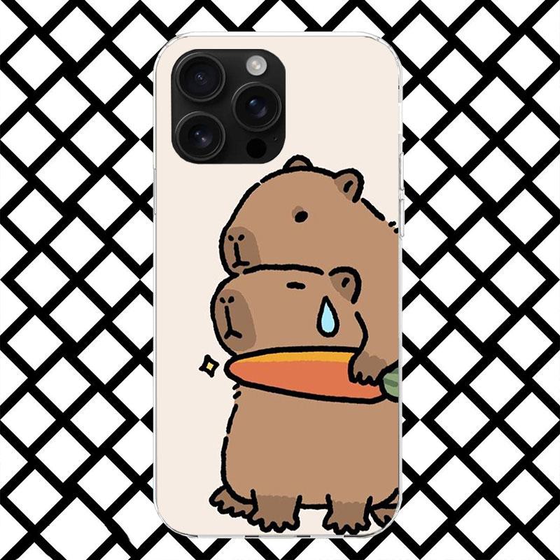 

Funny Capybara Cartoon Animal Phone Case for iPhone 17 Air 16 16E 15 14 Plus 13 Mini 12 11 Pro Max 7 8 + SE 2020 Soft Cover Fund iPhone 15 Plus