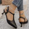 Fashion High Heel Pointed Back Air Sandals for Women French Bare Color High Quality Women Shoes Low Heel Sandalias De Mujer Zapatos