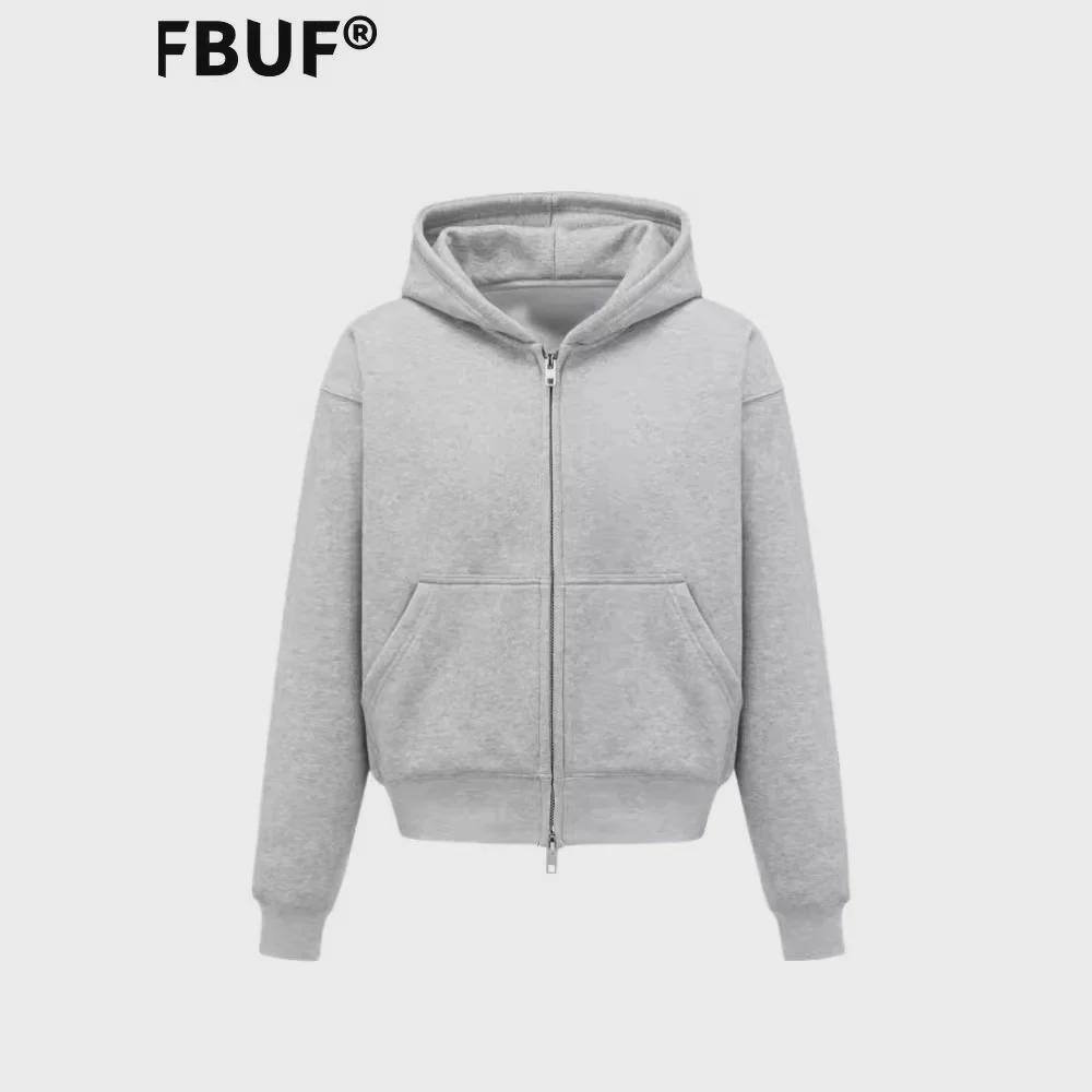 Heavyweight 500g Oversized Men's Retro Hooded Jacket with Double Zippers, Anti-Wrinkle Design