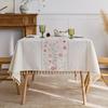 Embroidered cotton and linen style tablecloth French style fabric dining table cloth literary small fresh fringed coffee table cloth tablecloth