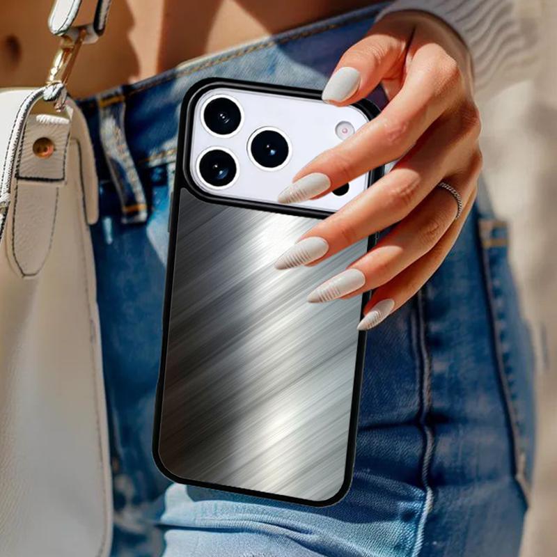 Gebürstete Metalltextur Stahl-Druck Handyhülle Für iPhone 17 Air 14 15 13 12 Max Hülle Für Apple 16 16e 11 Pro Max Plus Coque