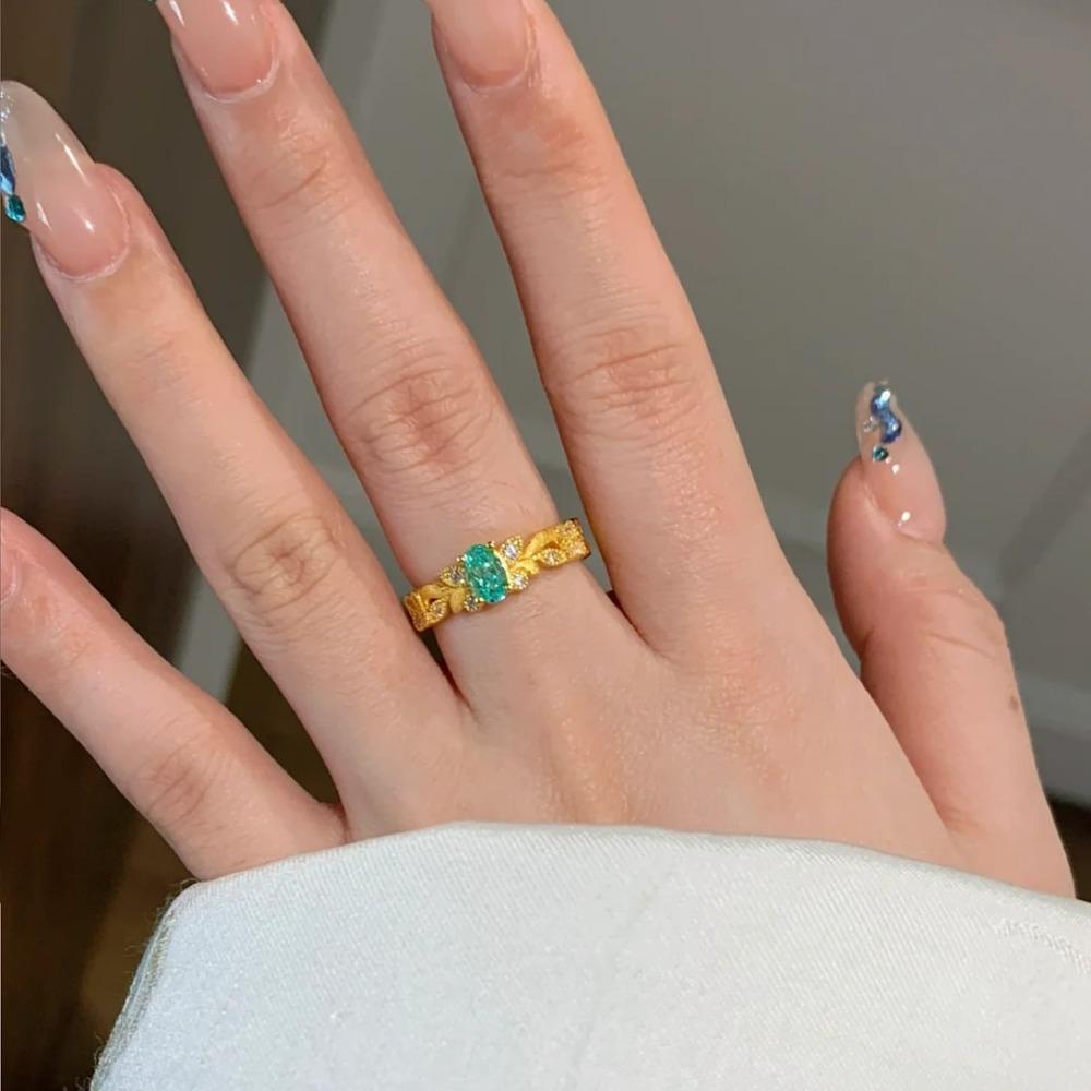 French Style High Carbon Diamond Mint Wheat Ring Unique Elegant Fashionable Womens Jewelry