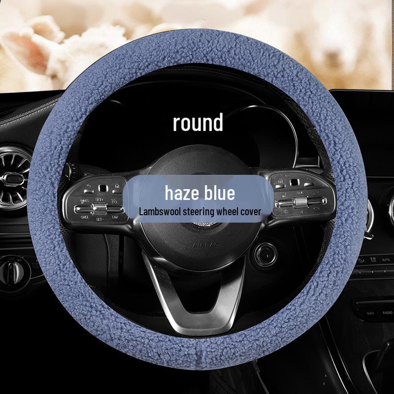 Luksusowy Zimowy Pokrowiec na Kierownicę z Wełny Jagnięcej, Średnica 38 cm, Unisex