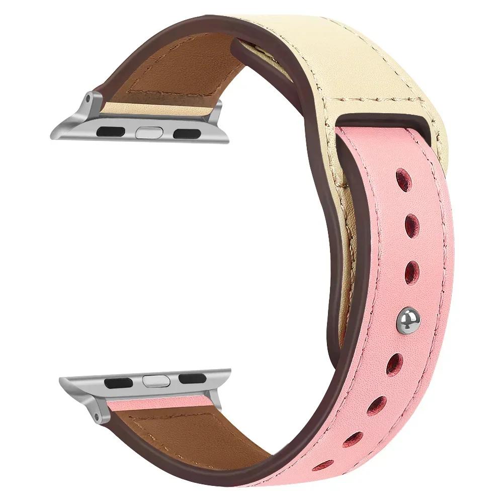 Leather Strap for Apple Watch Band 44mm 45mm 41mm 40mm 49mm 42mm 38mm 45 44 Mm Correa Bracelet IWatch Series 3 4 6 SE 7 8 Ultra