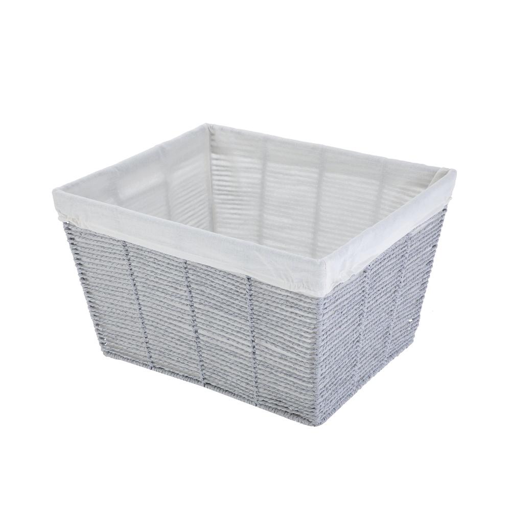 

Medium Grey Twisted Paper Rope Decorative Storage Basket with Cutout Handles Removable Liner Bohemian Organizing Solution Modern United States