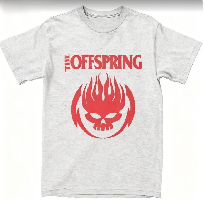 2025 New Couple T-Shirt Flaming Skull on Circle The Offspring T-Shirts Hipster Summer Tee Shirt Print 100% Cotton Tops