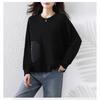 DIMANAF 2025 Autumn Plus Size Women Hoodies Shirts Long Sleeve T-shirt Loose Casual Tops Tees Black