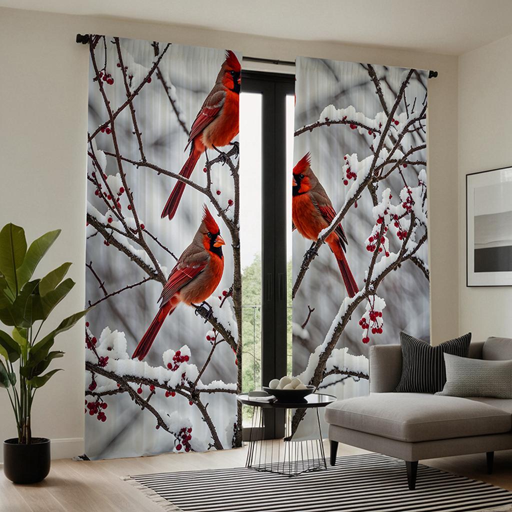 2 kusy HD sněhové větve Straka dekorativní závěs bílá stuha digitálně potištěný závěs bytový dekorační styl dekorace obývací ro