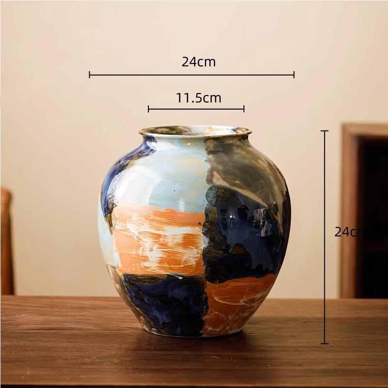 Ceramic Vase Color Irregular Stitching Hand-doodle Flower Vase Floral Arrangement Accessories Terrarium Home Decoration