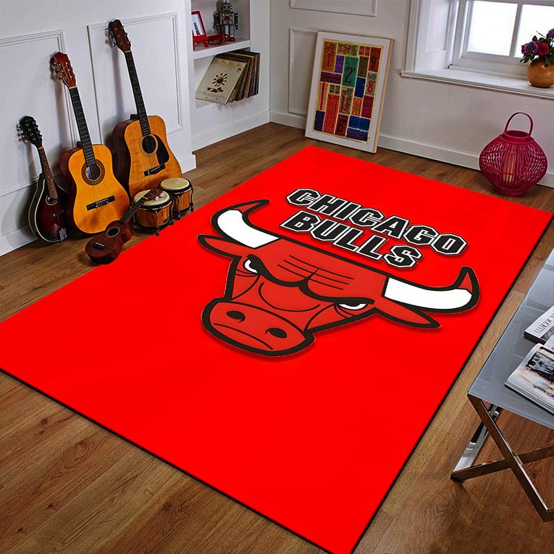 Chicago Bulls Red Bull Logo Design Patterned Carpet a Non Slip Rug Suitable for All Seasons and Any Setting, Gift