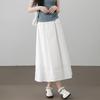 Demana 100% Cotton Summer Elegant Shirred Waist A-line Midi Skirt