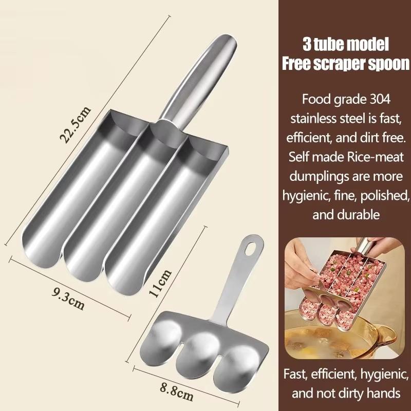 304 Stainless Steel Meatball Scoop Maker Mold for Fish Beef Easy-Release Non-Stick Rice Ball Dumplings Maker DIY Kitchen Tools