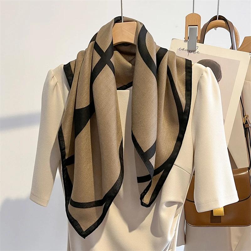 Fashion Handkerchief Print 68*68cm Silk Satin Neck Scarf Women Small Shawl Hair Female Office Lady Bandanna Solid