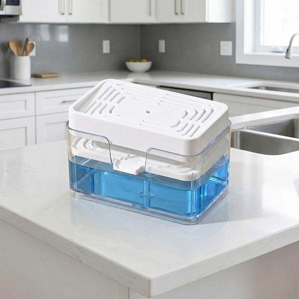 Press Type Sink Drain Soap Dispenser Sponge Holder Kitchen Detergent Container Kitchen Use