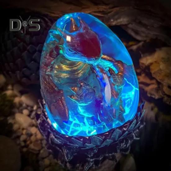 Noční světlo ve tvaru dinosauřího vejce, ručně vyrobená lampa ve tvaru draka, lampa ve tvaru líhnoucího se dinosauřího vejce pro dětský pokoj, dekorace do dětského pokoje, dárek pro milovníka dinosaurů